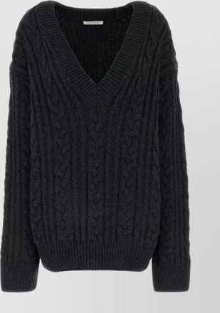 Cecilie Bahnsen oversize cable knit v-neck sweater