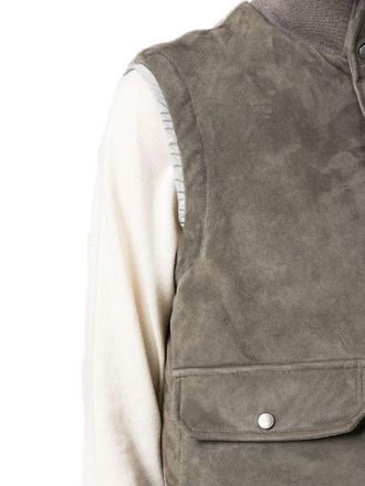 Kiton Womens Feather-Down Suede Padded Gilet Aw22 M