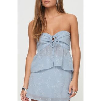 Princess Polly Rosenberg Embroidered Strapless Top in Blue at Nordstrom Rack, Size 12