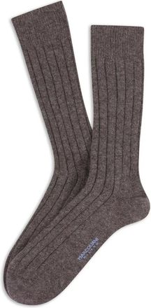 Marcoliani Mar 2502T Geribbelde Kasjmier Sokken tot de Kuit - Heren - Sokken - Bruin - ONE Size - Kasjmier - Ondergoed