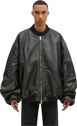 VETEMENTS Oversized Leren Bomberjack - Heren - Leren en Su&egrave;de Jassen - Zwart - M - Leer - Jassen