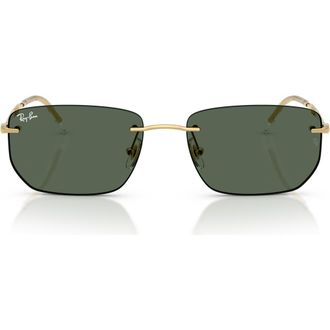 Ray-Ban 56mm Rimless Rectangular Sunglasses in Arista /Dark Green at Nordstrom
