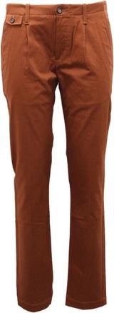 Paolo Pecora Katoenen broek met 4 zakken - Heren - Slim Fit Broeken - Bruin - S - Katoen - Broeken