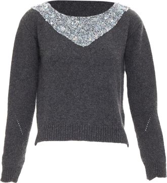 Ermanno Scervino cashmere bead embellished collar sweater