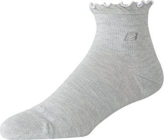 New Balance Unisex Active Premium Ruffle Socks 1 Pair in Grey Polyester, size X-Large