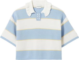 Claudie Pierlot T-shirt a righe con ruches - Blu