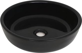 vidaXL Lavabo redondo de cerámica negro 42x12 cm Vidaxl