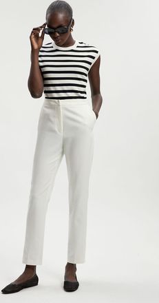 Karen Millen Womens Petite Essential Techno Woven Trouser - White Cotton - Size 14 UK