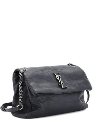 Saint Laurent West Hollywood Crocodile Embossed Leather Medium shoulder bag - Zwart