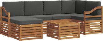 vidaXL Conjunto De Sof&aacute;s De Exterior 7 Uds. Natural Y Antracita Vidaxl