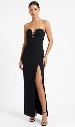 Superdown V Wired Pearl Maxi Dress In Black