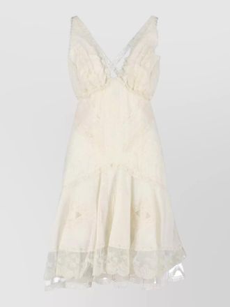 Ermanno Scervino dress v neck sleeveless tiered skirt lace