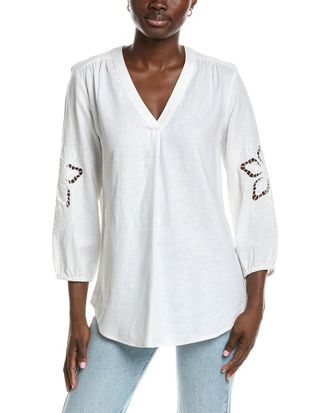 Jones New York Linen-Blend Pleated Shirt