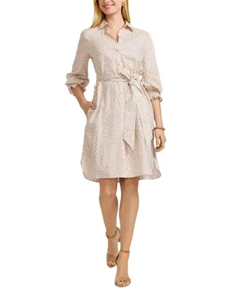 Foxcroft Abby Giraffe Linen-Blend Shirtdress