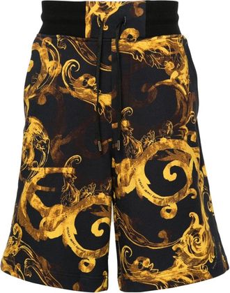 Versace Jeans Couture Zwarte Katoenen Casual Aquarel Shorts - Heren - Korte Broeken - Veelkleurig - M - Katoen - Korte Broeken