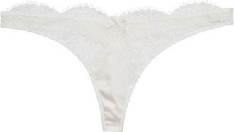 Fleur du Mal Frankie Lace & Satin Thong in Ivory at Nordstrom, Size 3