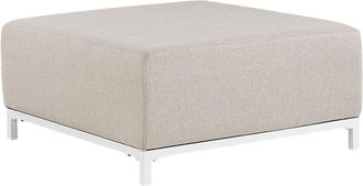 Beliani Otomana De Poli&eacute;ster Beige Arena Blanco 83 X 83 Cm Reposapi&eacute;s Patas Metal Rovigo