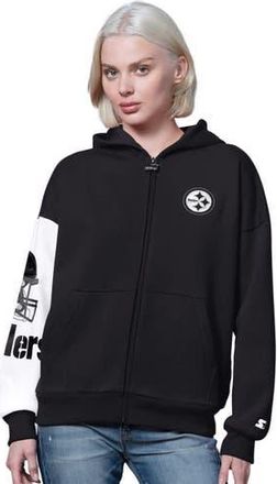 Starter Womens Starter Black Pittsburgh Steelers 4th Down Full-Zip Hoodie at Nordstrom, Size Xx-Large