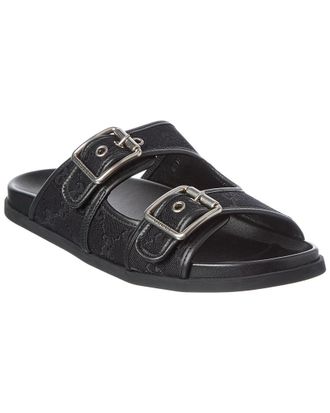 Gucci Gg Supreme Canvas & Leather Slides Slide