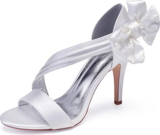 Generic Womens High Heels Sexy Open Toe Heels Wedding Shoes Summer Stiletto Sandals Bridal Shoes 10.5Cm,White,4 UK