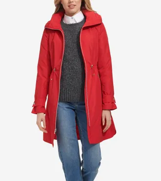 Cole Haan Womens Packable Rain Jacket - Red Size Large