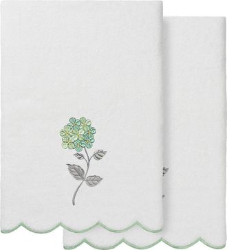 Linum Home Textiles 100% Turkish Cotton Hydea Scallop 2Pc Embellished Bath Towel Set