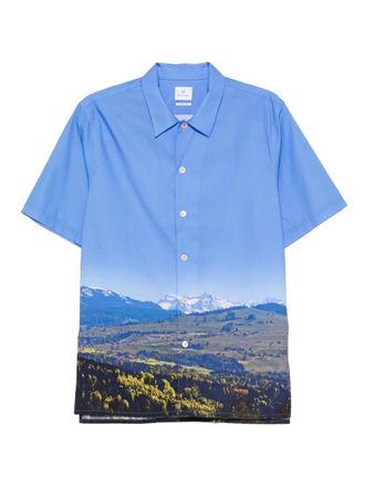 Paul Smith landscape print shirt - men - Cotton - L - Blue
