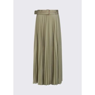 Liu Jo Pleated Belted Maxi Skirt - female - Liu Jo - Maxi Skirts - Green - L - Skirts