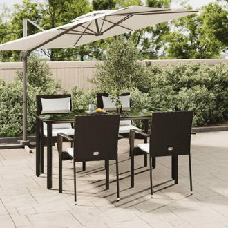 vidaXL Set De Muebles Jard&iacute;n 5 Pzas Con Cojines Rat&aacute;n Sint&eacute;tico Negro Vidaxl