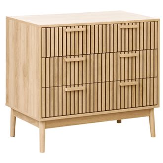 Beliani C&oacute;moda Moderna De 3 Cajones Estilo Escandinavo Sal&oacute;n Dormitorio Madera Clara Lynwood