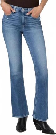 Paige Laurel High-Rise Bootcut Jeans With Raw Hem In Persona Blue