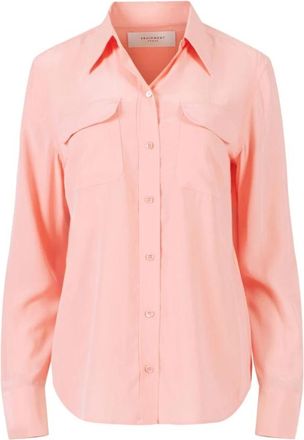 Equipment Flamingo Pink Zijden Overhemd met Klassieke Kraag - Dames - Overhemden - Roze - XS - Overhemden
