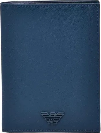 Emporio Armani Blue Polyurethane Saffiano Cardholder