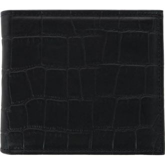 Trafalgar Store Esteban Croco Embossed Leather 8 Slot Bi-Fold Wallet in Black at Nordstrom