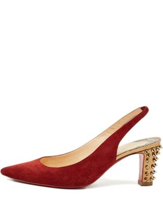 Christian Louboutin spiked-heel pumps - women - Calf Suede/Calf Leather/Calf Leather - 36 - Red