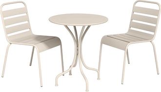 VENTE-UNIQUE.COM Conjunto de mesa y sillas para jard&iacute;n acero beige