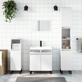 vidaXL Vidaxl - Set De Muebles De Ba&ntilde;o 3 Piezas Madera Contrachapada Blanco
