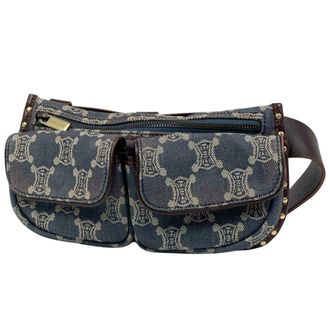 Celine Blue Brown Denim Leather Fanny Pack Sling Bag (Pre-Owned)