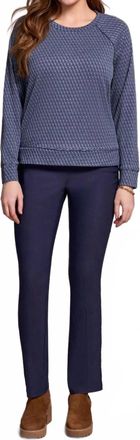 Tribal Textured Knit Crew Neck Top In Sapphire
