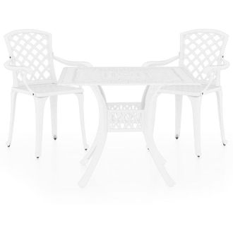 vidaXL Mesa Y Sillas De Bistr&oacute; 3 Piezas Aluminio Fundido Blanco Vidaxl