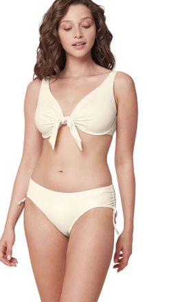 Triumph B&uuml;gel-Bikini-Top TRIUMPH Summer Glow W sd, Damen, Gr. 40, Cup D, weiss (ecru wei&szlig;), Microfaser, Elasthan, Recycling-Polyamid, Waffelmuster, strukturie