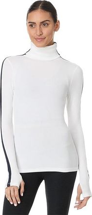 SPLITS59 Jackson Rib Full Length Turtleneck Womens Clothing White/Indigo : XS, Modal/Spandex