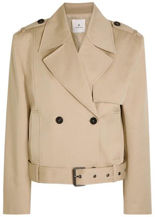 Anine Bing Double-breasted Cotton Trench Jacket - Taupe - L (UK14 / L)