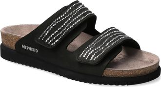 Mephisto Womens Halma Spark Sandal In Black Sandalbuck 6000