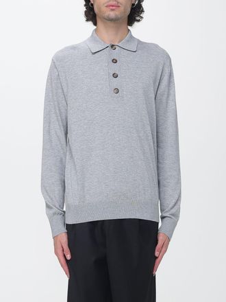 Eleventy Long-Sleeved Knit Polo Shirt in Cashmere and Cotton Blend