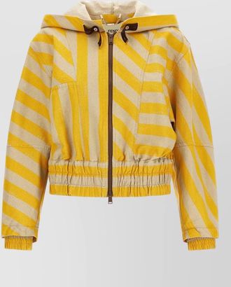 Fendi pequin hooded jacket long sleeves stripes