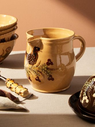 Poterie d'&Eacute;vires Birds Hand-Painted Ceramic Medium Jug