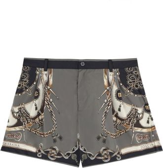 Dolce & Gabbana Grey Graphic Swim Shorts