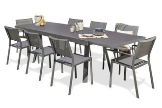 DCB Garden Conjunto de comedor de jard&iacute;n 8 plazas de aluminio