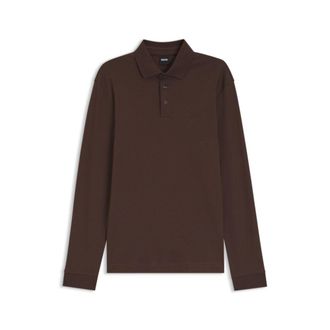 BOSS Long-sleeved polo shirt in interlock cotton with logo